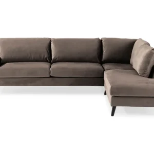 Scandi Days Trend 4-sits Högervänd L-formad Schäslongsoffa i Sammet Brun - Möbler Expressleverans