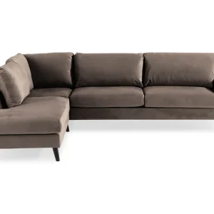 Scandi Days Trend 4-sits Vänstervänd L-formad Schäslongsoffa i Sammet Brun - Möbler Begränsat antal