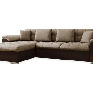 Begränsat erbjudande Camior Divanbäddsoffa 4-sits Vänster Konstläder Beige/Brun - Möbler