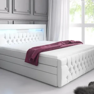 Cloud47 Franco Lyx Sängpaket 180x200LED-belysning Vit/Konstläder - Möbler Handla nu