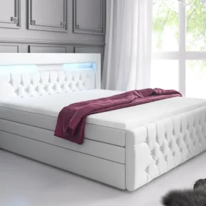 Cloud47 Franco Lyx Sängpaket 140x200LED-belysning Vit/Konstläder - Möbler Köp nu