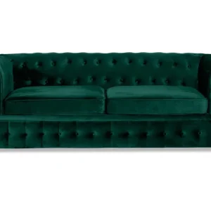 Manor House Chesterfield Lyx 3-sits Framåtbäddad bäddsoffa i sammet Mörkgrön / Grön - Möbler Rea