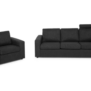Basic Home Crazy Soffgrupp 3-sits Soffa + Fåtölj i Tyg Antracit - Möbler Expressleverans