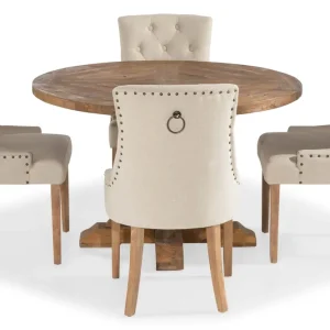 Lägg i varukorgen Bloomington Lyon Matgrupp Rund med 4 st Viktoria Fåtölj Trä / Beige - Möbler