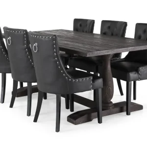 Begränsat antal Bloomington Dijon Matgrupp 200 cm med 6 Tuva Fåtölj Vintage Trä / Svart Pu - Möbler