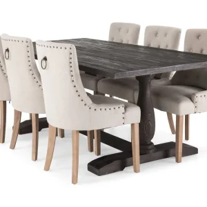 Bloomington Dijon Matgrupp 200 cm med 6 Viktoria Fåtölj Vintage Trä / Beige Trä - Möbler Snabb frakt