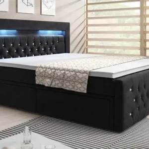Cloud47 Franco Crystal Sängpaket 160x200 LED-belysning Svart/Sammet - Möbler Populärt val