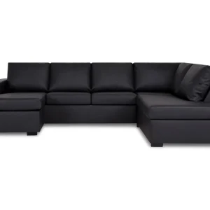 Beställ idag Basic Home Crazy 4-sits Högervänd U-formad Large Soffa med Divan och Schäslong i Konstläder Svart - Möbler