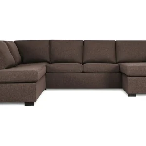 Extra rabatt Basic Home Crazy 4-sits Vänstervänd U-formad Large Soffa med Divan och Schäslong i Tyg Brun - Möbler