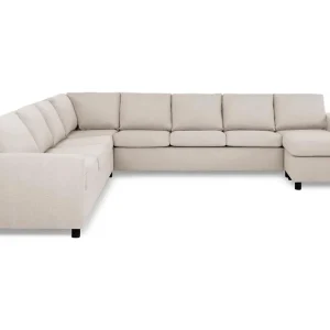 Basic Home Crazy 7-sits Högervänd U-formad XX-Large Hörnsoffa med divan i Tyg Beige - Möbler Sista chansen