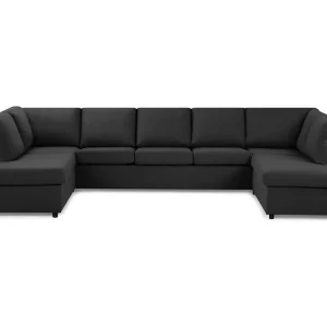 Basic Home Crazy 5-sits U-formad Soffa med dubbelschäslong i Tyg Antracit - Möbler risnedsättning