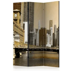 Rumsavdelare - Chicago's bridge (vintage effect) 135x172 Artgeist sp. z o. o. - Inredning risnedsättning