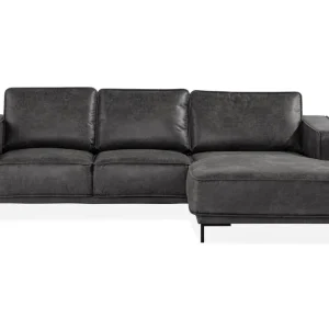 Beställ idag Manor House Akron 2-sits Soffa med Divan Höger Bondedläder Mörkgrå - Möbler