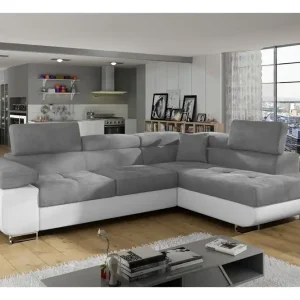 Majestic Furniture Bobis Bäddsoffa med Schäslong Höger Grå/Vit - Möbler Köp online