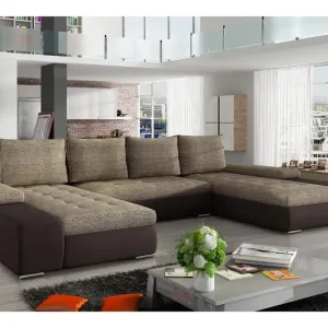 Begränsad tid Jurtiga Bäddsoffa med Dubbeldivan Beige/Brun - Möbler