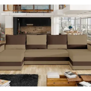 Jurtiga Bäddsoffa med Dubbeldivan Beige/Brun - Möbler Begränsat antal