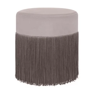 Kampanjpris Lefurgy Sittpuff med Fransar Sammet Beige - Möbler
