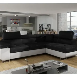 Majestic Furniture Bobis Bäddsoffa med Schäslong Höger Svart/Vit - Möbler Populär