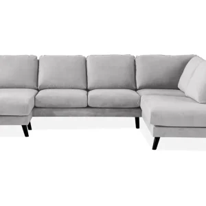 Scandi Days Trend Lyx 4-sits Högervänd U-formad Soffa med Divan och Schäslong i Tyg Ljusgrå - Möbler Rabatt
