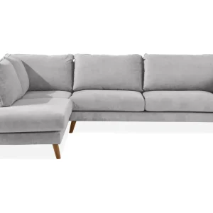 Scandi Days Trend Lyx Schäslongsoffa Vänster Ljusgrå/Ek - Möbler Premium