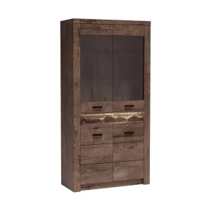 Beställ nu Indianapolis Vitrinskåp 96x42x192 cm Brun - Förvaring