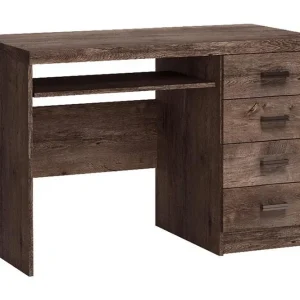 Castillia Skrivbord 120 cm med Förvaring 4 Lådor + Hylla Mörk Ask - Möbler Populärt val