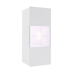 I lager Scandinavian Choice Tessan Smalt Vägghängt Vitrinskåp 32 cm djup 45 cm bred 117 cm hög Ljust Trä Glas Vit - Förvaring