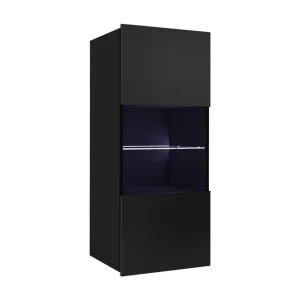 Rabatt Concept 55 Tessan Vitrinskåp 45x32x117 cm Svart/Vit Led-Belysning - Förvaring