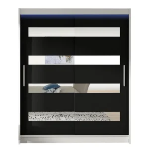 Billig Presto Garderob 58x150 cm LED-belysning Vit/Svart - Förvaring