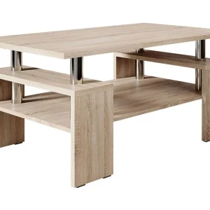Populärt val Cubeia Soffbord 110 cm med Förvaring Hyllor Ekfärg/Krom - Möbler