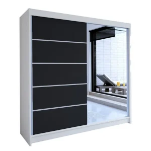 Talin Garderob 58x180 cm LED-belysning Vit/Svart - Förvaring Billig