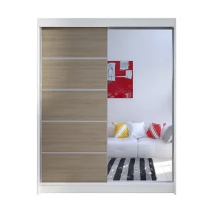 Camino Garderob 58x150 cm LED-belysning Vit/Ek - Förvaring Rabatter