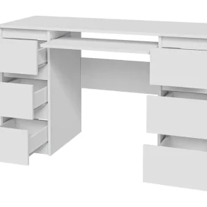 Kubana Skrivbord 130 cm med Förvaring Lådor Grå/Vit - Möbler Premium