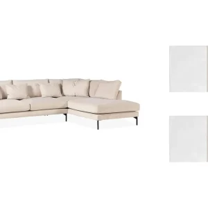 Scandi Days Menard 4-sits Högervänd L-formad Schäslongsoffa i Manchester med 2 Nackkuddar Beige - Möbler Begränsad tid