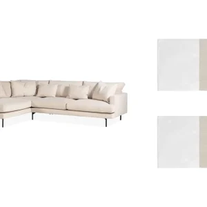 Utförsäljning Scandi Days Menard 4-sits Vänstervänd L-formad Schäslongsoffa i Manchester med 2 Nackkuddar Beige - Möbler