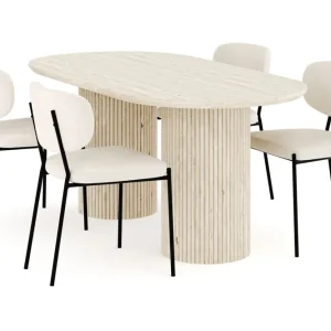 Rabatt Andrarum Uppveda Matgrupp 180 cm Oval med 4 Gemmiano Matstolar Travetin - Möbler