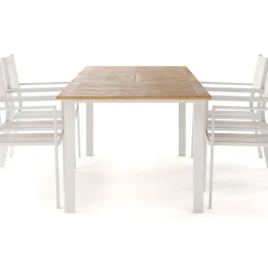 Sista chansen Comfort Garden Las Vegas Förlängningsbart Matbord 220-280 cm med 6 Las Vegas Karmstolar Natur/Vit - Utemöbler