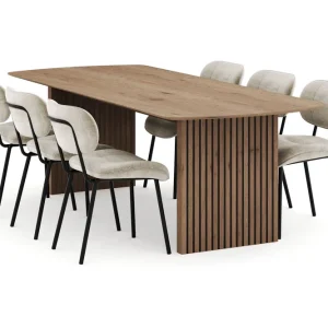 Expressleverans Bark Richeto Matgrupp 240 cm med 6 Cyana Matstolar Naturlig finish - Möbler