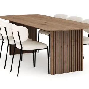 Bark Richeto Matgrupp 240 cm med 6 Gemmiano Matstolar Naturlig finish - Möbler Endast idag