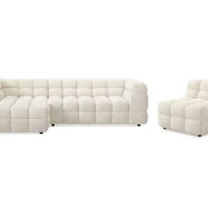 Andrarum Elise Bubblig Soffgrupp 4-sits Divansoffa Vänster + Fåtölj Beige - Möbler Köp nu