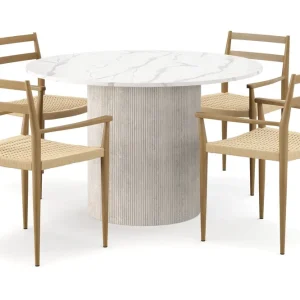 Scandinavian Choice Uppveda Matbord 120 cm Rund med 4 st Jamna Karmstolar Vit - Möbler Rea