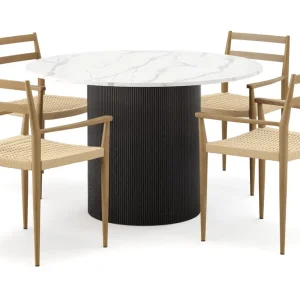 Scandinavian Choice Uppveda Matbord 120 cm Rund med 4 st Jamna Karmstolar Svart/Vit - Möbler Nyhet