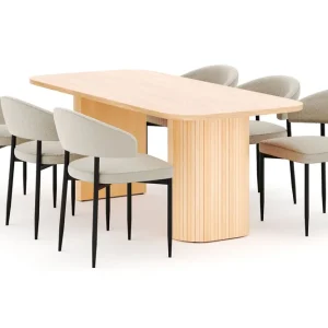 Beställ nu Bark Kopparbo Matbord 200 cm med 6 Sawako Stolar Natur - Möbler