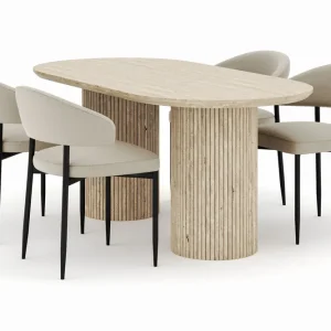 Andrarum Uppveda Ovalt Matbord 180x90 cm med 4 Sawako Stolar Beige - Möbler Rabatter