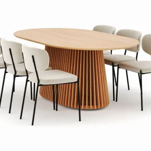 Nedsatt pris Bark Peyra Matbord 200 cm Oval med 6 Gemmiano Stolar Natur - Möbler