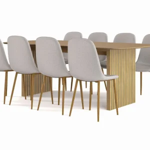 Lägg i varukorgen Bark Richeto Matbord 210 cm ek + 8 st Nibe stol grå med ek ben Natur/Grå - Möbler