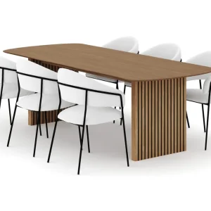 Trygg betalning Bark Richeto Matbord 240 cm med 6 Karol Matstolar Naturlig finish / Vit Bouclé - Möbler