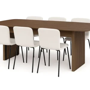 Erbjudandepris Bark Richeto Matbord 240 cm med 6 Katy Matstolar Rökt ek / Vit Bouclé - Möbler
