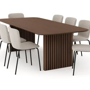 Bark Richeto Matbord 240 cm med 8 Katy Matstolar Rökt ek / Greige Bouclé - Möbler Reapris