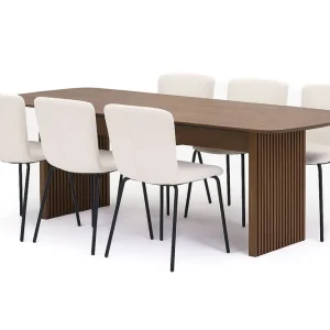 Bark Richeto Matbord 210 cm med 4 Katy Matstolar Rökt ek / Vit Bouclé - Möbler risnedsättning